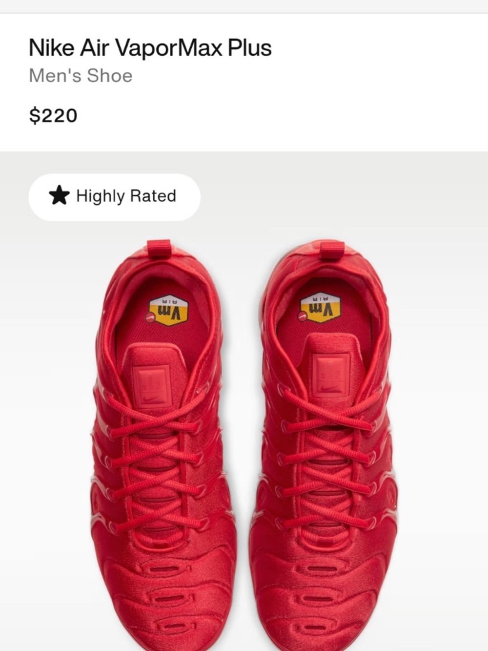 “REASONABLE OFFERS ONLY” NIKE” All-Red Air VaporMax Plus Sneakers-Worn Once ♥️